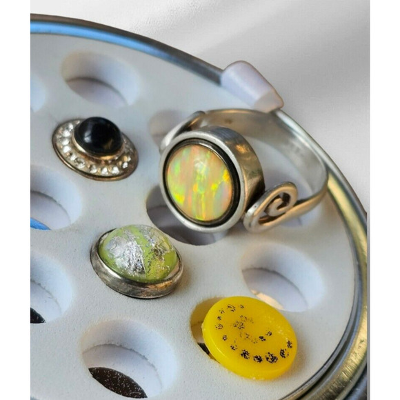 Vtg Kameleon Sterling Silver Onyx Ring 2 Interchangeable Snaps Case Tool Size 7 - Picture 10 of 12